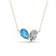 1 - Zemi 1.60 ctw Pear Shape Blue Topaz and IGI Certified Lab Grown Diamond (7x5 mm) Toi Et Moi Pendant Necklace 