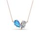1 - Zemi 1.65 ctw Pear Shape Blue Topaz and GIA Certified Natural Diamond (7x5 mm) Toi Et Moi Pendant Necklace 