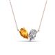 1 - Zemi 1.50 ctw Pear Shape Citrine and Moissanite (7x5 mm) Toi Et Moi Pendant Necklace 