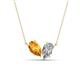 1 - Zemi 1.50 ctw Pear Shape Citrine and Moissanite (7x5 mm) Toi Et Moi Pendant Necklace 