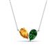 1 - Zemi 1.45 ctw Pear Shape Citrine and Lab Grown Emerald (7x5 mm) Toi Et Moi Pendant Necklace 