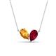 1 - Zemi 1.60 ctw Pear Shape Citrine and Lab Grown Ruby (7x5 mm) Toi Et Moi Pendant Necklace 