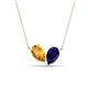 1 - Zemi 1.55 ctw Pear Shape Citrine and Lab Grown Blue Sapphire (7x5 mm) Toi Et Moi Pendant Necklace 