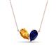 1 - Zemi 1.55 ctw Pear Shape Citrine and Lab Grown Blue Sapphire (7x5 mm) Toi Et Moi Pendant Necklace 