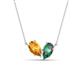 1 - Zemi 1.51 ctw Pear Shape Citrine and Created Alexandrite (7x5 mm) Toi Et Moi Pendant Necklace 