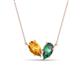 1 - Zemi 1.51 ctw Pear Shape Citrine and Created Alexandrite (7x5 mm) Toi Et Moi Pendant Necklace 