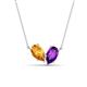 1 - Zemi 1.30 ctw Pear Shape Citrine and Amethyst (7x5 mm) Toi Et Moi Pendant Necklace 