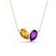 1 - Zemi 1.30 ctw Pear Shape Citrine and Amethyst (7x5 mm) Toi Et Moi Pendant Necklace 
