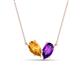 1 - Zemi 1.30 ctw Pear Shape Citrine and Amethyst (7x5 mm) Toi Et Moi Pendant Necklace 