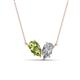 1 - Zemi 1.65 ctw Pear Shape Peridot and Moissanite (7x5 mm) Toi Et Moi Pendant Necklace 