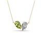 1 - Zemi 1.65 ctw Pear Shape Peridot and Moissanite (7x5 mm) Toi Et Moi Pendant Necklace 