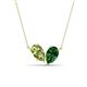 1 - Zemi 1.60 ctw Pear Shape Peridot and Lab Grown Emerald (7x5 mm) Toi Et Moi Pendant Necklace 