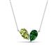 1 - Zemi 1.60 ctw Pear Shape Peridot and Lab Grown Emerald (7x5 mm) Toi Et Moi Pendant Necklace 