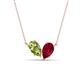 1 - Zemi 1.75 ctw Pear Shape Peridot and Lab Grown Ruby (7x5 mm) Toi Et Moi Pendant Necklace 