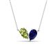 1 - Zemi 1.70 ctw Pear Shape Peridot and Lab Grown Blue Sapphire (7x5 mm) Toi Et Moi Pendant Necklace 
