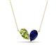 1 - Zemi 1.70 ctw Pear Shape Peridot and Lab Grown Blue Sapphire (7x5 mm) Toi Et Moi Pendant Necklace 