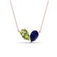 1 - Zemi 1.70 ctw Pear Shape Peridot and Lab Grown Blue Sapphire (7x5 mm) Toi Et Moi Pendant Necklace 