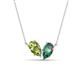 1 - Zemi 1.66 ctw Pear Shape Peridot and Created Alexandrite (7x5 mm) Toi Et Moi Pendant Necklace 
