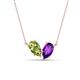 1 - Zemi 1.45 ctw Pear Shape Peridot and Amethyst (7x5 mm) Toi Et Moi Pendant Necklace 