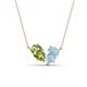 1 - Zemi 1.40 ctw Pear Shape Peridot and Aquamarine (7x5 mm) Toi Et Moi Pendant Necklace 