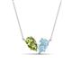 1 - Zemi 1.40 ctw Pear Shape Peridot and Aquamarine (7x5 mm) Toi Et Moi Pendant Necklace 