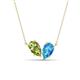 1 - Zemi 1.65 ctw Pear Shape Peridot and Blue Topaz (7x5 mm) Toi Et Moi Pendant Necklace 