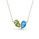 1 - Zemi 1.65 ctw Pear Shape Peridot and Blue Topaz (7x5 mm) Toi Et Moi Pendant Necklace 