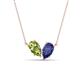 1 - Zemi 1.40 ctw Pear Shape Peridot and Iolite (7x5 mm) Toi Et Moi Pendant Necklace 