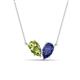 1 - Zemi 1.40 ctw Pear Shape Peridot and Iolite (7x5 mm) Toi Et Moi Pendant Necklace 