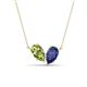 1 - Zemi 1.40 ctw Pear Shape Peridot and Iolite (7x5 mm) Toi Et Moi Pendant Necklace 