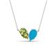 1 - Zemi 1.15 ctw Pear Shape Peridot and Turquoise (7x5 mm) Toi Et Moi Pendant Necklace 