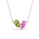 1 - Zemi 1.70 ctw Pear Shape Peridot and Lab Grown Pink Sapphire (7x5 mm) Toi Et Moi Pendant Necklace 