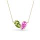 1 - Zemi 1.70 ctw Pear Shape Peridot and Lab Grown Pink Sapphire (7x5 mm) Toi Et Moi Pendant Necklace 