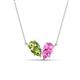 1 - Zemi 1.70 ctw Pear Shape Peridot and Lab Grown Pink Sapphire (7x5 mm) Toi Et Moi Pendant Necklace 