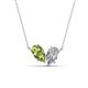 1 - Zemi 2.10 ctw Pear Shape Peridot and Lab Grown Diamond (7x5 mm) Toi Et Moi Pendant Necklace 
