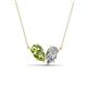 1 - Zemi 1.60 ctw Pear Shape Peridot and Natural Diamond (7x5 mm) Toi Et Moi Pendant Necklace 