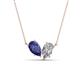 1 - Zemi 1.45 ctw Pear Shape Iolite and Moissanite (7x5 mm) Toi Et Moi Pendant Necklace 