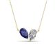1 - Zemi 1.45 ctw Pear Shape Iolite and Moissanite (7x5 mm) Toi Et Moi Pendant Necklace 