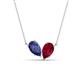 1 - Zemi 1.55 ctw Pear Shape Iolite and Lab Grown Ruby (7x5 mm) Toi Et Moi Pendant Necklace 