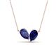 1 - Zemi 1.50 ctw Pear Shape Iolite and Lab Grown Blue Sapphire (7x5 mm) Toi Et Moi Pendant Necklace 