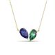 1 - Zemi 1.46 ctw Pear Shape Iolite and Created Alexandrite (7x5 mm) Toi Et Moi Pendant Necklace 