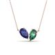 1 - Zemi 1.46 ctw Pear Shape Iolite and Created Alexandrite (7x5 mm) Toi Et Moi Pendant Necklace 