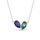1 - Zemi 1.46 ctw Pear Shape Iolite and Created Alexandrite (7x5 mm) Toi Et Moi Pendant Necklace 
