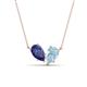 1 - Zemi 1.20 ctw Pear Shape Iolite and Aquamarine (7x5 mm) Toi Et Moi Pendant Necklace 