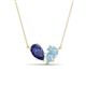 1 - Zemi 1.20 ctw Pear Shape Iolite and Aquamarine (7x5 mm) Toi Et Moi Pendant Necklace 