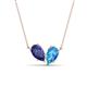 1 - Zemi 1.45 ctw Pear Shape Iolite and Blue Topaz (7x5 mm) Toi Et Moi Pendant Necklace 