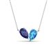 1 - Zemi 1.45 ctw Pear Shape Iolite and Blue Topaz (7x5 mm) Toi Et Moi Pendant Necklace 