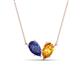 1 - Zemi 1.25 ctw Pear Shape Iolite and Citrine (7x5 mm) Toi Et Moi Pendant Necklace 