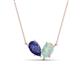 1 - Zemi 0.95 ctw Pear Shape Iolite and Opal (7x5 mm) Toi Et Moi Pendant Necklace 