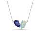 1 - Zemi 0.95 ctw Pear Shape Iolite and Opal (7x5 mm) Toi Et Moi Pendant Necklace 